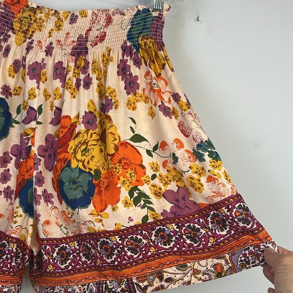 NWOT Anthropologie Bohemian Shorts Colorful Floral Viscose Sleep Lounge Smocked - Picture 13 of 16